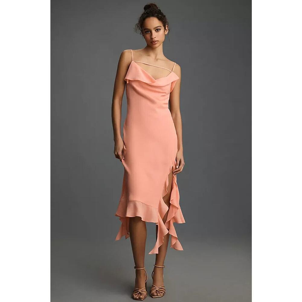 NWT Anthropologie Mare Mare Sleeveless Draped Asymmetrical Midi Dress L #9H406